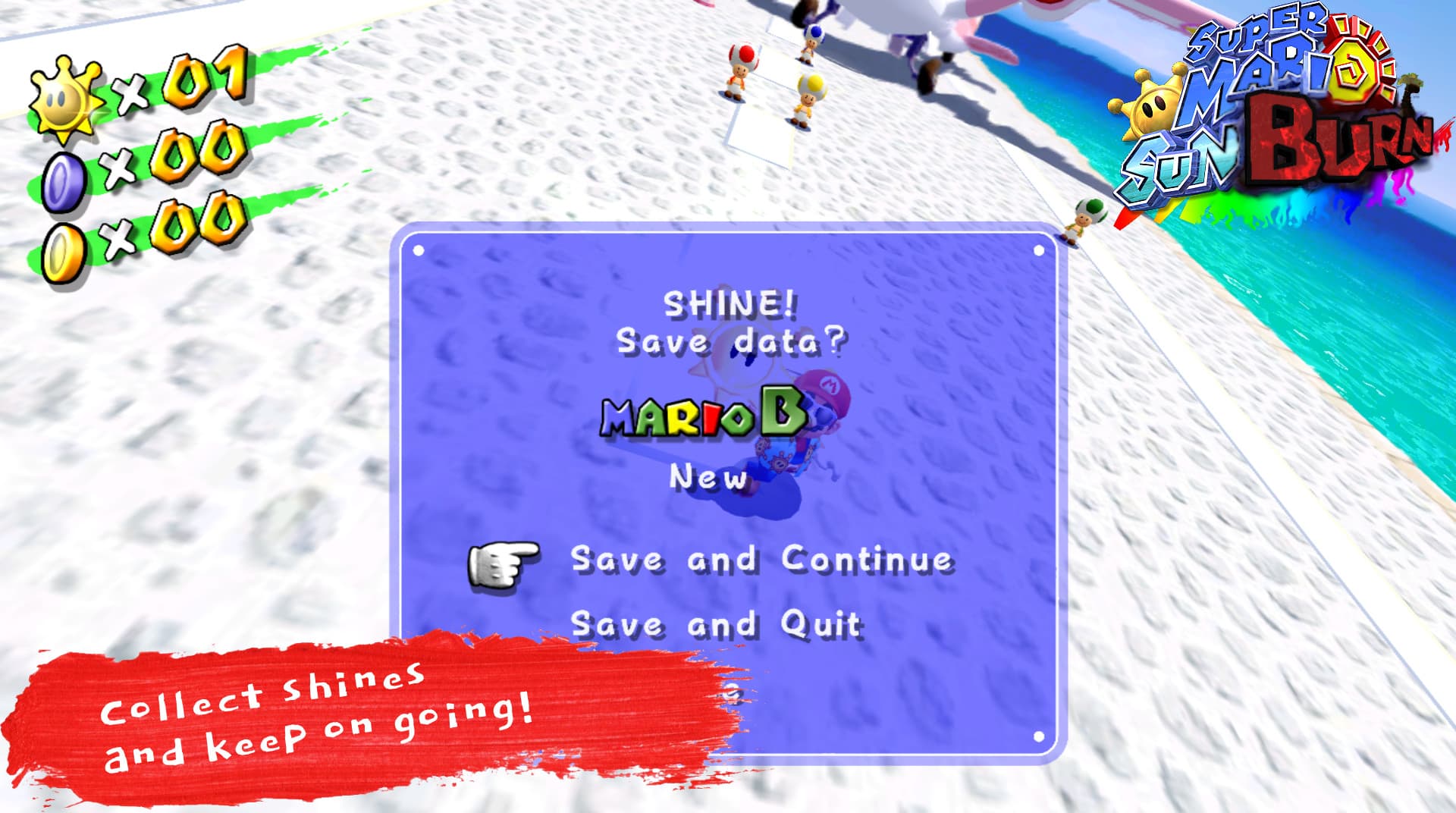 The save-and-continue prompt after collecting a Shine