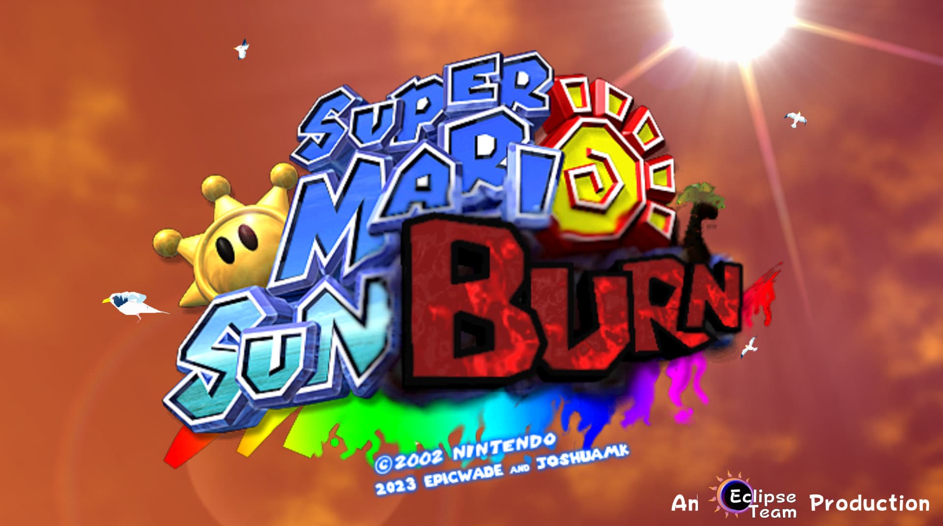 The Super Mario Sunburn title screen